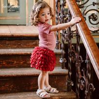 LELE JOVE Girls' Mesh Tutu Princess Skirt M kamelijų raudona spalva