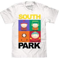 Tee Luv Men's South Park T-Shirt - Stan Kyle Kenny and Cartman Cartoon Character Shirt S balta