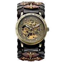 SHENHUA Retro gotiškas bronzinis skeletas automatinis mechaninis laikrodis vyrams Steampunk savaime besisukantis laikrodis Tourbillon laikrodis Reloj Hombre