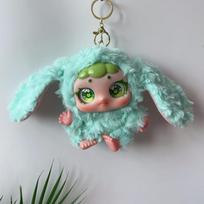 Cute glutinous rice plush figure blind box creative doll keychain bag pendant trendy play gift for kids raudona