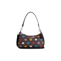Coach Signature Canvas Teri Shoulder Bag With Heart Print For Women Daily Use Basic Set (Bag+Dust Bag)
