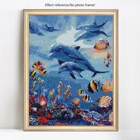 Siuvinėjimas deimantais Jūros dugno gyvūnai Kalnų krištolinio akmens paveikslas Pilnas apvalus deimantinis paveikslas Siuvinėjimas kryželiu delfinų rinkinio mozaika Full Round 20*30 cm