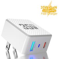 2 Ports Mini 35W GaN USB Type C Charger QC3.0 Portable Fast Charging For iPhone 14 Pro Xiaomi 13 Samsung EU/US US Plug balta