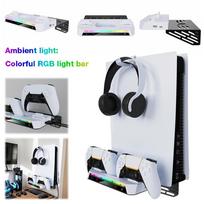Shelf Floating Mount with Dual Controller Charger RGB Light Wall Bracket W/ Headset Holder for Playstation 5 Slim Disc & Digital CHINA