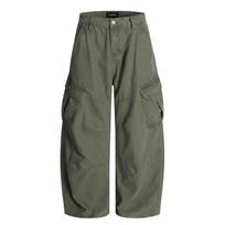 11KN Unisex Retro Darbinės Kelnės: Daug kišenių, stilingas, liekninantis, laisvo kirpimo, platus banano formos kojų dizainas Large armijos žalia spalva