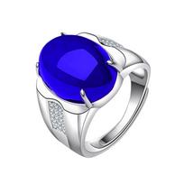 Green Jade Chalcedony Egg-Shaped Boss Ring with Fine Texture Adjustable Open