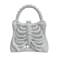 Gotinis skeletas krepšys 3D spausdintas šonkaulių kaulų rankinukas anatominis baisus skeletas piniginė Helovino persirengimui tamsios estetikos aksesuaras 1pc juoda