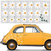 (Baltas)6 lapai margučių automobilio lipdukai, gėlių lipdukai, balti margučių automobilio lipdukai, gėlių lipdukas, margučių lipdukas, automobilio dekoracija