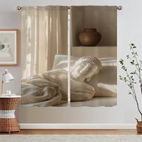Repose Buddha Virtuvinės užuolaidos Parduodamos Nemokamas pristatymas Blackout užuolaida Svetainės dekoravimui Miegamojo užuolaidos 2 vnt. the W50xH70cmx2pcs-CL
