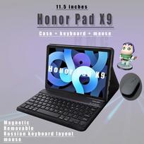Taikoma „Honor Pad X9“, 11,5 colio belaidei „Bluetooth“ klaviatūrai ir pelės silikoninio atverčiamo dangtelio apsauginiam dangteliui Honor Pad X9 11.5 juoda