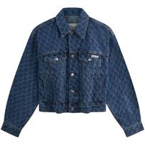 Calvin Klein SS25 Letter Print Vintage Cotton Denim Jacket Women Jacket Denim-Blue 47B010G XXS blue