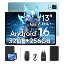 DOOGEE U13 VIP Android 16 Planšetė 13 colių, 32GB+256GB/2TB Žaidimų Planšetės, 11000mAh Planšetė su Klaviatūra/Rašikliu/Pelė, Keturiais Garsiakalbiais mėlyna