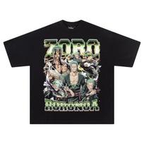 One Piece Roronoa Zoro TShirt Men Women Vintage 100 Cotton Anime Graphic Tee Oversized Streetwear Short Sleeve S