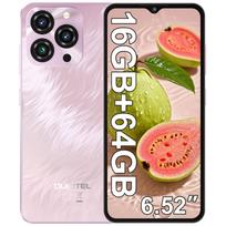 OUKITEL C3 Mobilusis telefonas atrakintas 2025-16GB RAM+64GB/TF 1 TB ROM Išmanusis telefonas, 5000 mAh baterija, 6,52'' vandens lašo ekranas, 13 MP+5 MP kamera rožinė
