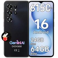 DOOGEE Note56X Android 16 Mobilusis telefonas Atrakintas 6150mAh Baterija, 24GB+64GB/TF 2TB Išmanusis telefonas, 6.56  Ekranas, 4G Dvi SIM Kortelės Telefonas, 8.45mm Itin plonas/GPS/OTG juoda