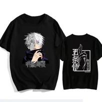 Jujutsu Kaisen Satoru Gojo Unisex Pure Cotton T-shirt 2026 Summer Anime Print Loose Casual Parent-child Short Sleeved Top S juoda