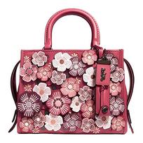 Coach Rogue odinė rankinė su gėlių aplikacijomis, vidutinio dydžio, rožinė, moteriška rankinė 58840-BPN4N Basic Set (Bag+Dust Bag)