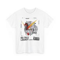 2026 m. vasara Naujas 100% grynos medvilnės Gundam rašto Warrior Laisvi madingi trumparankoviai marškinėliai Grynos medvilnės apvalios apykaklės viršus Madingi marškinėliai L