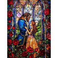 Disney Diamond Painting Beauty and The Beast 5D DIY Diamond Painting Mosaic Cartoon Embroidery Rhinestone Home Decoration Gift Round 20x30cm gray