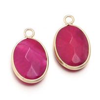 2 Pcs Natural Stone Charms Gold Edge Oval Shape Pendant for Jewelry Making Accessories DIY Necklace Bracelet Earring Supplies