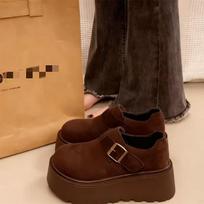 Stipriu padu veliūriniai Birkenstock'ai pavasariniai paaukštinti keksiukų stiliaus retro Birkenstock'ai 35 tamsiai ruda spalva