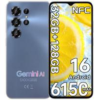 DOOGEE NOTE56XPRO Android 16 Išmanusis telefonas, 32GB RAM+128GB ROM/2TB Išmanusis telefonas, 6150mAh Išmanusis telefonas 8,45 mm plonas, 6,56  HD+ Ekranas, 13MP+8MP, NFC/Gemini Al mėlyna