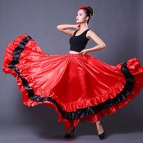 Moterų Ispaniškas Flamenco Sijonas Poliesterio Satino Lygus Didelis Sūpynės Karnavalo Šventės Salės Pilvo Šokio Kostiumai Suknelė 720 90cm