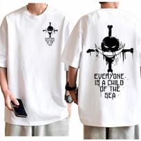 One Piece Whitebeard Grunge Art Sea Quote TShirt Men Oversized Cotton Anime Graphic Tee Casual Streetwear Loose Crew Neck Top S