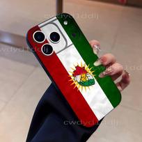 K-Kurdistano Vėliavos Žemėlapio Logotipas iPhone 17,16,15,11,12,14,13 Pro Max Mini XS,XR,7 Plus 16E Air Soft Juodas Atsparus Dulkėms Telefono Dėklas iPhone13PROMAX