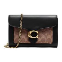 Coach Tabby Signature Canvas Chain Crossbody Bag, Black Leather, Fashion Shoulder Bag for Daily Use 86094-B4OOH Basic Set (Bag+Dust Bag)
