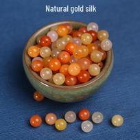 Natūralūs A klasės Sindziango auksinio šilko nefrito laisvi karoliukai rankų darbo papuošalams, „pasidaryk pats“ apyrankėms ir audimo aksesuarams 4mm 50 beads