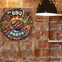 Vintažinis BBQ kepsninės metalinis ženklas Sienų dekoras vyro urveliui, garažui, užeigai 20x20 įvairiaspalvis