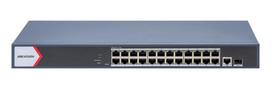 26 prievadų, 24 PoE prievadų komutatorius Hikvision DS-3E1526P-EI/M (valdomas, 1xSFP, 1xRJ45, 52Gbps, 230W)