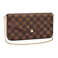 Louis Vuitton Pochette Felicie Madingas Vintažinis Langeliu Dizaino Drobės Ir Odos Trys Viename Grandinėlės Rankinė Per Petį Moteriškos rankinės N63032 Basic Set (Bag+Dust Bag)