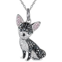 Exquisite Cute Pink Ear Black Chihuahua Pendant Necklace for Women Elegant Pet Puppy Jewelry Animal Accessories Dog Lovers Gift 50cm
