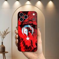 Turk Wolf Turkey Flag For iPhone 8,7,11,12,15,14,13,16,17,Plus,Pro Max,XS,X,XR,SE,Mini,Soft Silicone Black Case iPhone14