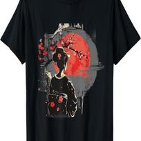 Geisha Kimono Sakura Cherry Blossom Geisha Girl T-Shirt S juoda