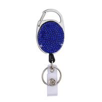 Ceramic Clay Pull-Release Retractable Metal Keychain Egg-Shaped Card Holder tamsiai mėlyna spalva