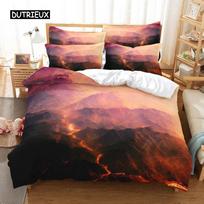 Volcano King Queen Duvet Cover Eruption Hot Lava Bedding Set for Kids Teens Adults Natural Disaster Molten Polyester Quilt Cover Tool EU single(135x200cm)