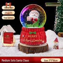 Santa's Christmas Carriage Snow Globe Music Box Ornament