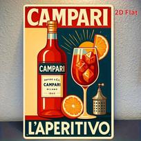 Senovinis CAMPARI LAPERITIVO skardinis ženklas Sienų dekoras patalpoms ir laukui Puikiai tinka vonios kambariui, virtuvei, miegamajam, sodui, biurui 20x30cm（7.8x11.8inch）