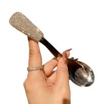 Portable Ice Cream Spoons Rhinestones Rice Spoons Easy To Clean Soup Spoons  Restaurant sidabras