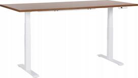 Kompiuterio stalas reguliuojamo aukščio Beliani Destin III, 180 cm x 72 cm, 74 - 119 cm, balta sp./tamsiai ruda sp.