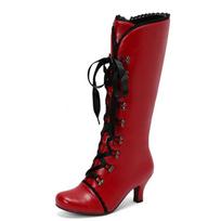 Dydžiai 45 46 47 Britiško stiliaus Vintažiniai kryžmai surišami Punk Mid-calf Batai Moteriški Apvalus pirštas Užtrauktukas Aukšti kulniukai Aulinukai iki kelių Botas Mujer 6