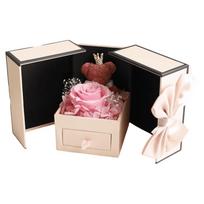 Bear Design Eternal Flower Jewelry Box Rose Design Lipstick Storage Rose jewelry box Jewelry Storage Double Door 5x5x5cm rožinė
