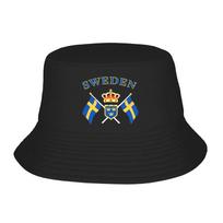 Individualus unisex Švedijos vėliavos kibiro formos skrybėlė Paplūdimio saulės vasaros stovyklavimo skrybėlės One Size