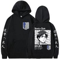 Anime Attack on Titan Graphic Hoody Men Women Clothing Hip Hop Oversized Sweatshirts Fashion Oversized Fleece Hoodies Streetwear XS juoda