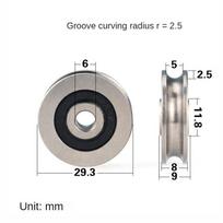 6*29.3*8mm nerūdijančio plieno skriemulys, plieninio lyno kilpa, atsparus vandeniui, atsparus rūdims, ne SUS304 guolio ratuko griovelis, U formos griovelio tipas 6mm