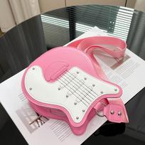 Cool Style Guitar-Shaped Crossbody Bag, Fashionable Outdoor Work Commute Travel Bag Perfect for Music Lovers, Women's Vintage Style Guitar Bag rožinė