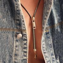 Choker Pull-able Zipper Sweater Chain Hip-hop Clavicle Necklace Fashion Zipper Necklace  Couple auksas